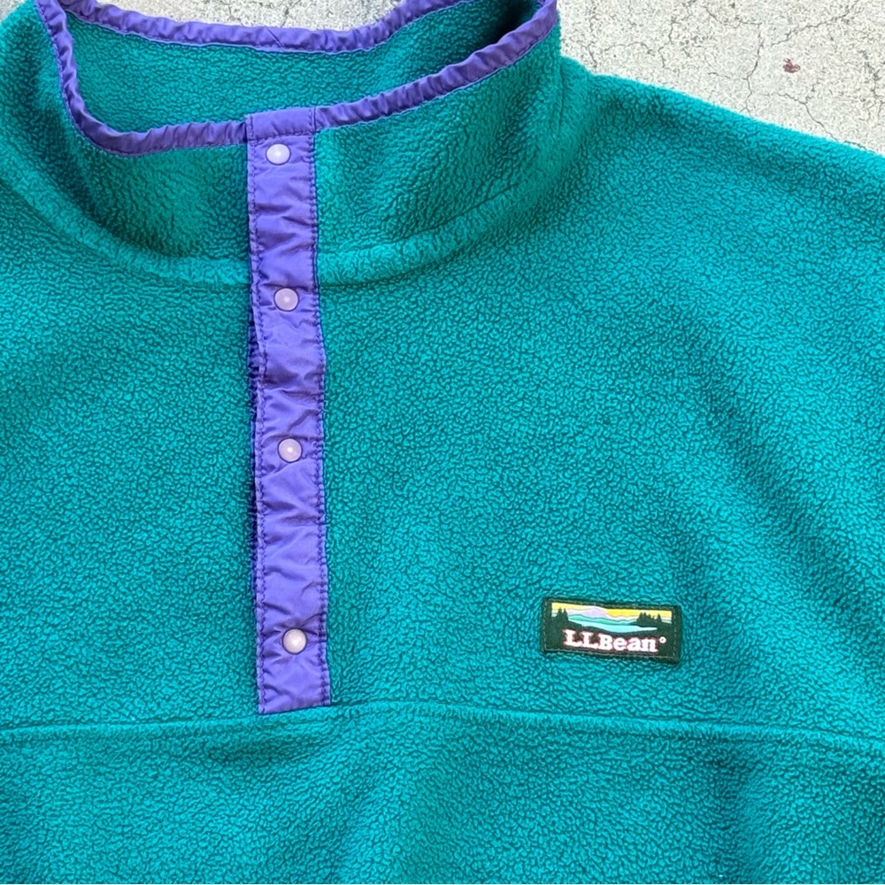 Vintage 90’s LL Bean Snap On Fleece Pullover Sweater - Picture 7 of 11